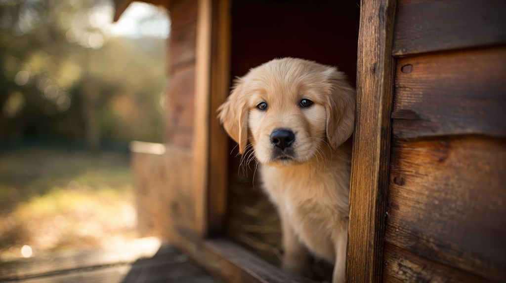 chiot laisse dehors