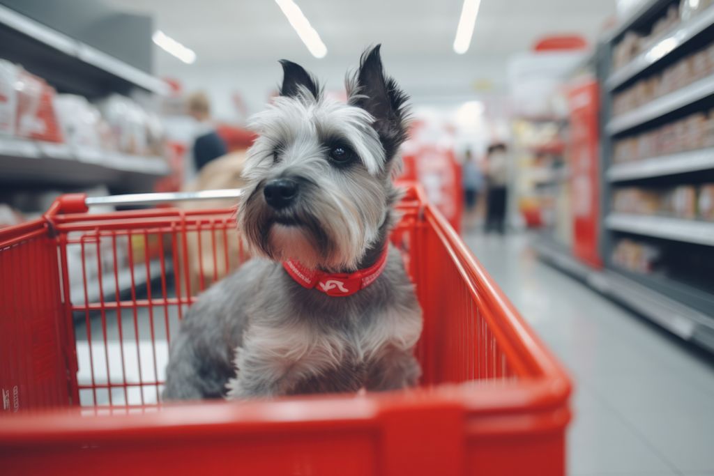 chien dans un caddie